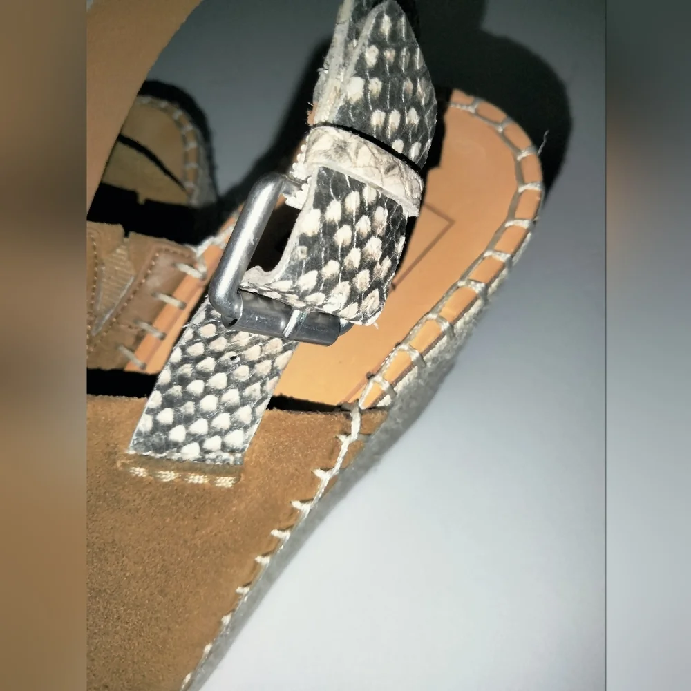 Dolce Vita (Size 8.5) Camel Brown Suede Animal Print Strap Espadrille Sandals